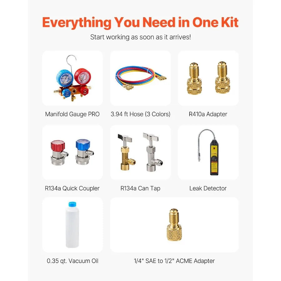 4.5 CFM HVAC Single Stage Rotary Vane Vacuum Pump and Manifold Gauge Kit - Jimmys Supplies