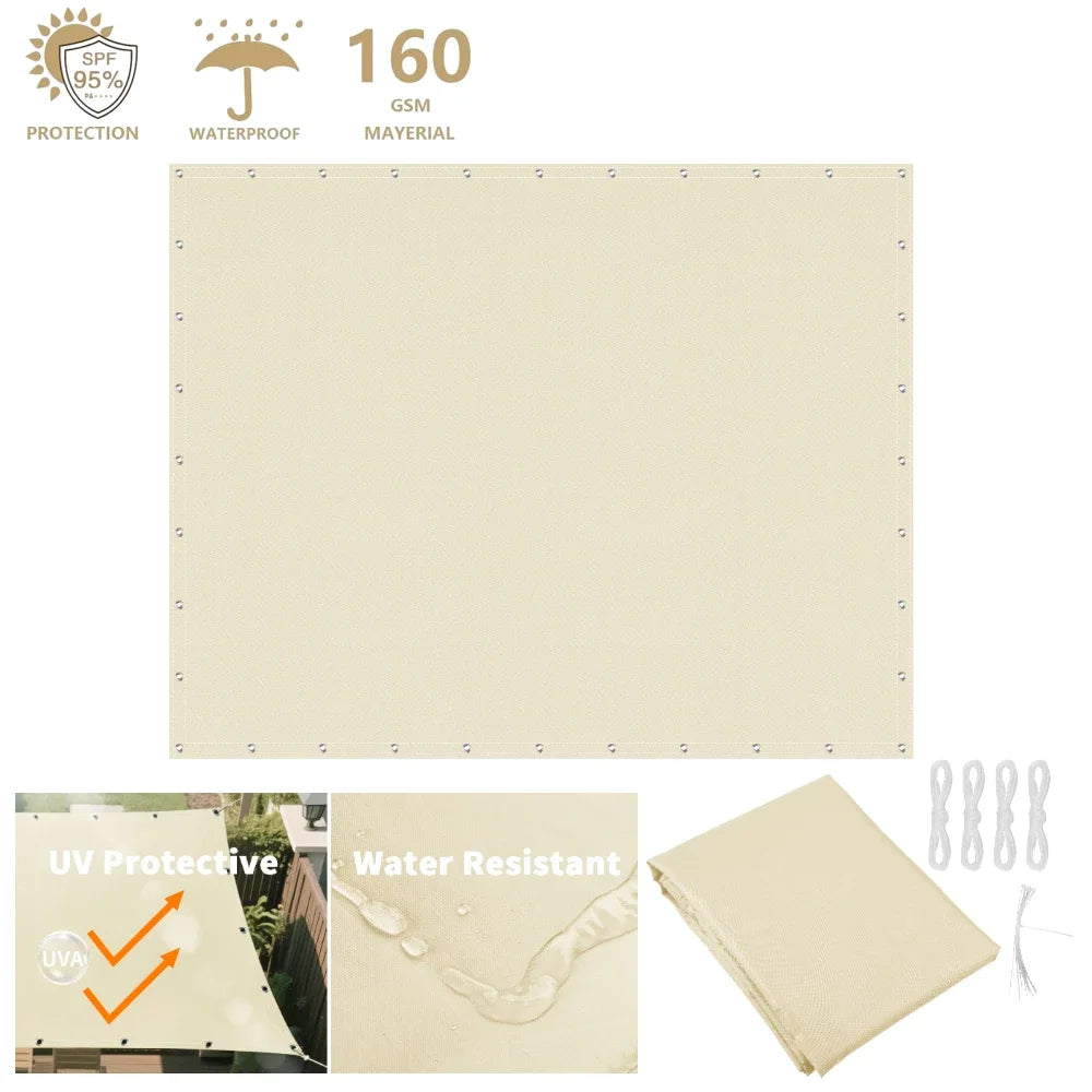 5/4/3/2m Waterproof Sunshade Net Anti-UV Rain Shelter Outdoor Garden Canopy Patio Pool Yard Shade Sail Awning Camping Accessorie - Jimmys Supplies