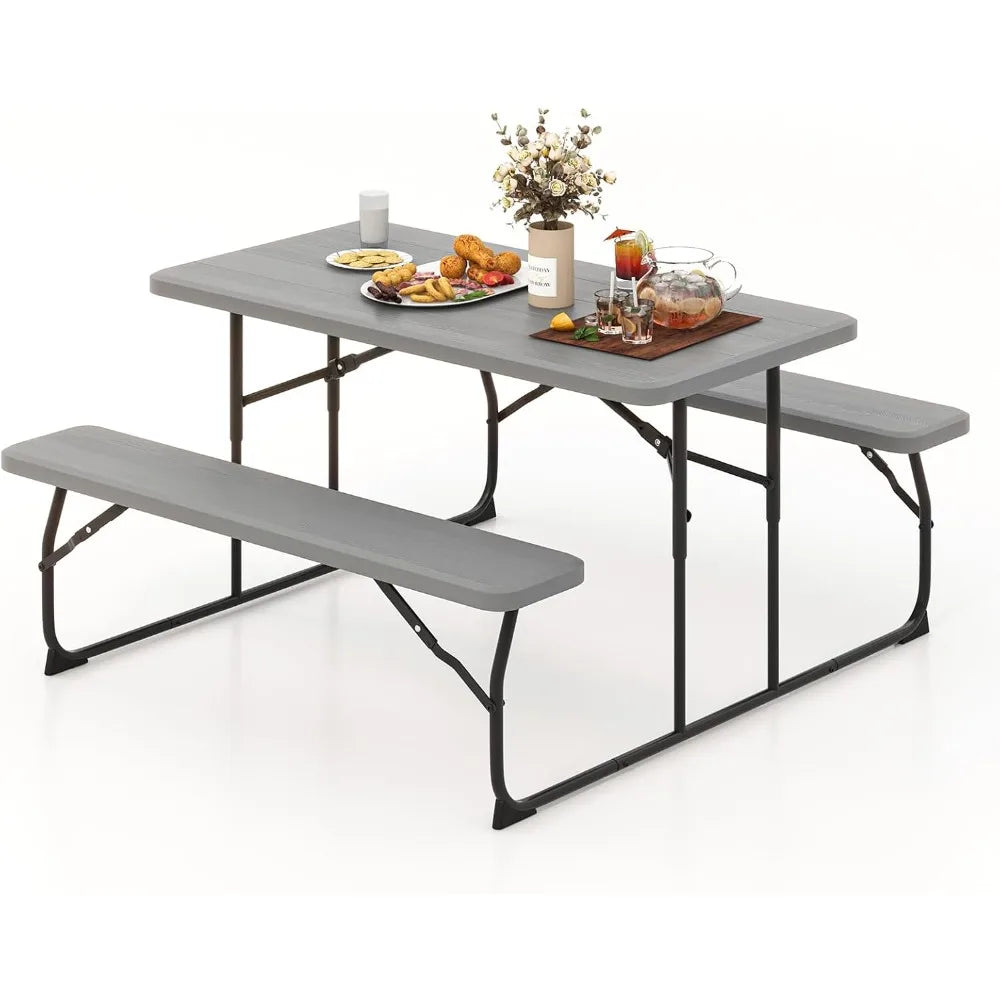 Foldable Picnic Table with Benches, Rectangular Dining Set - Jimmys Supplies