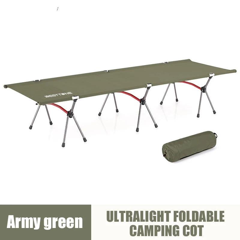 WESTTUNE Camping Cot with Leg Extenders Portable Folding Bed Ultralight Aluminum Alloy Sleeping Cot for Outdoor Hiking Travel - Jimmys Supplies