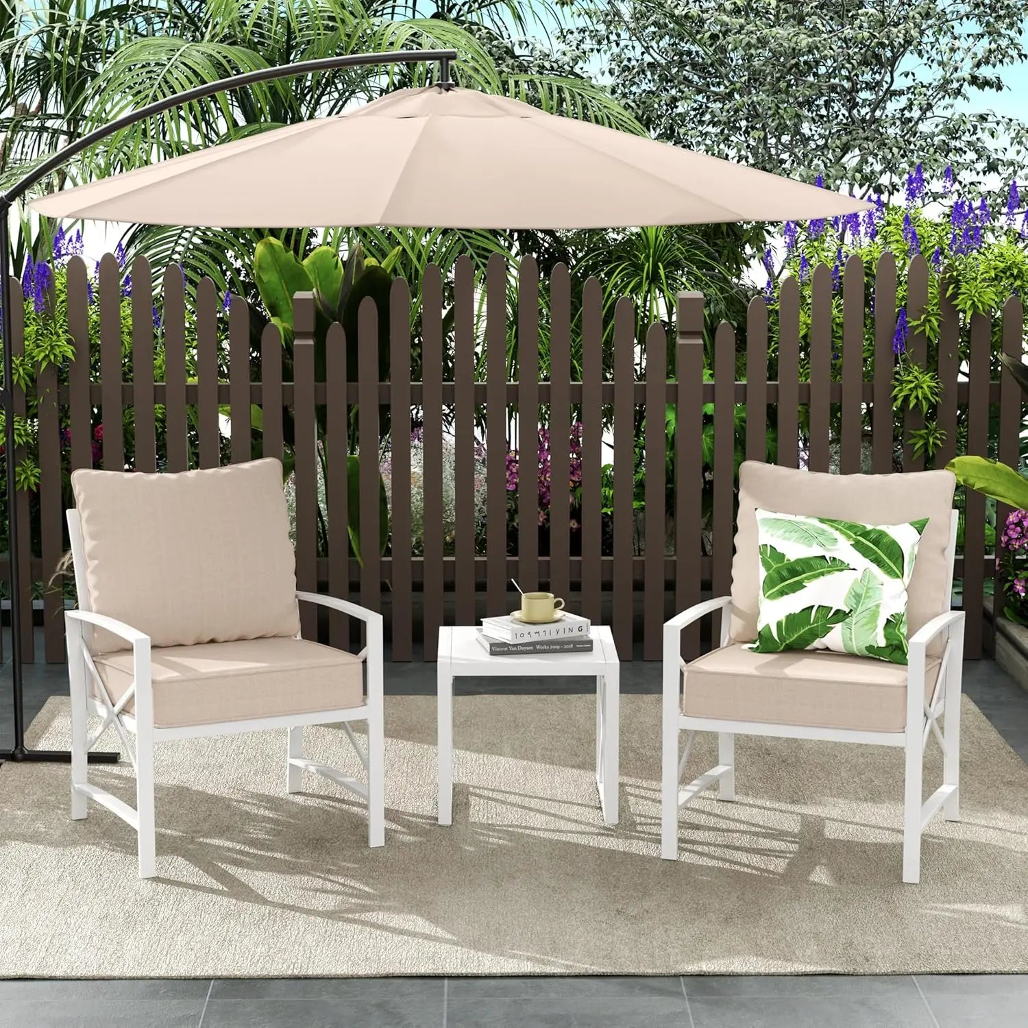 Patio Furniture Sectional Set Outdoor Metal Conversation Set with Coffee Table for Patio Backyard Balcony - Jimmys Supplies