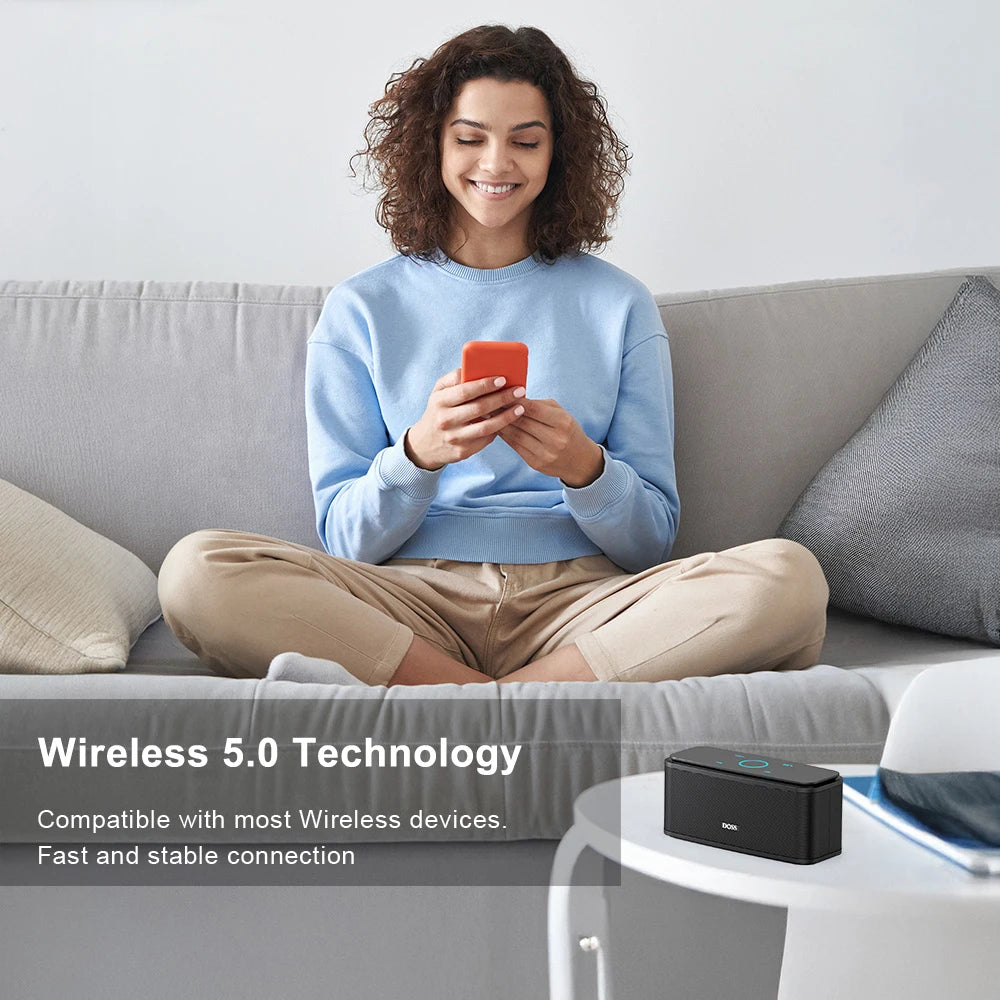 DOSS 12W Portable Speaker Bluetooth 5.0 Superior Sound Music Box Built-in Microphone Hands Free 20H Playtime Wireless Speakers - Jimmys Supplies