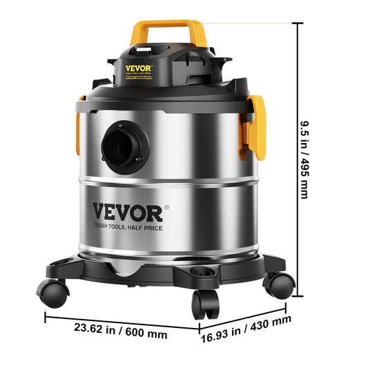 SucceBuy Stainless Steel Wet Dry Shop Vacuum Wet  Dry Vac Powerful Suction  Small Shop Vac Perfect for Carpet Debris  Pet  Hair