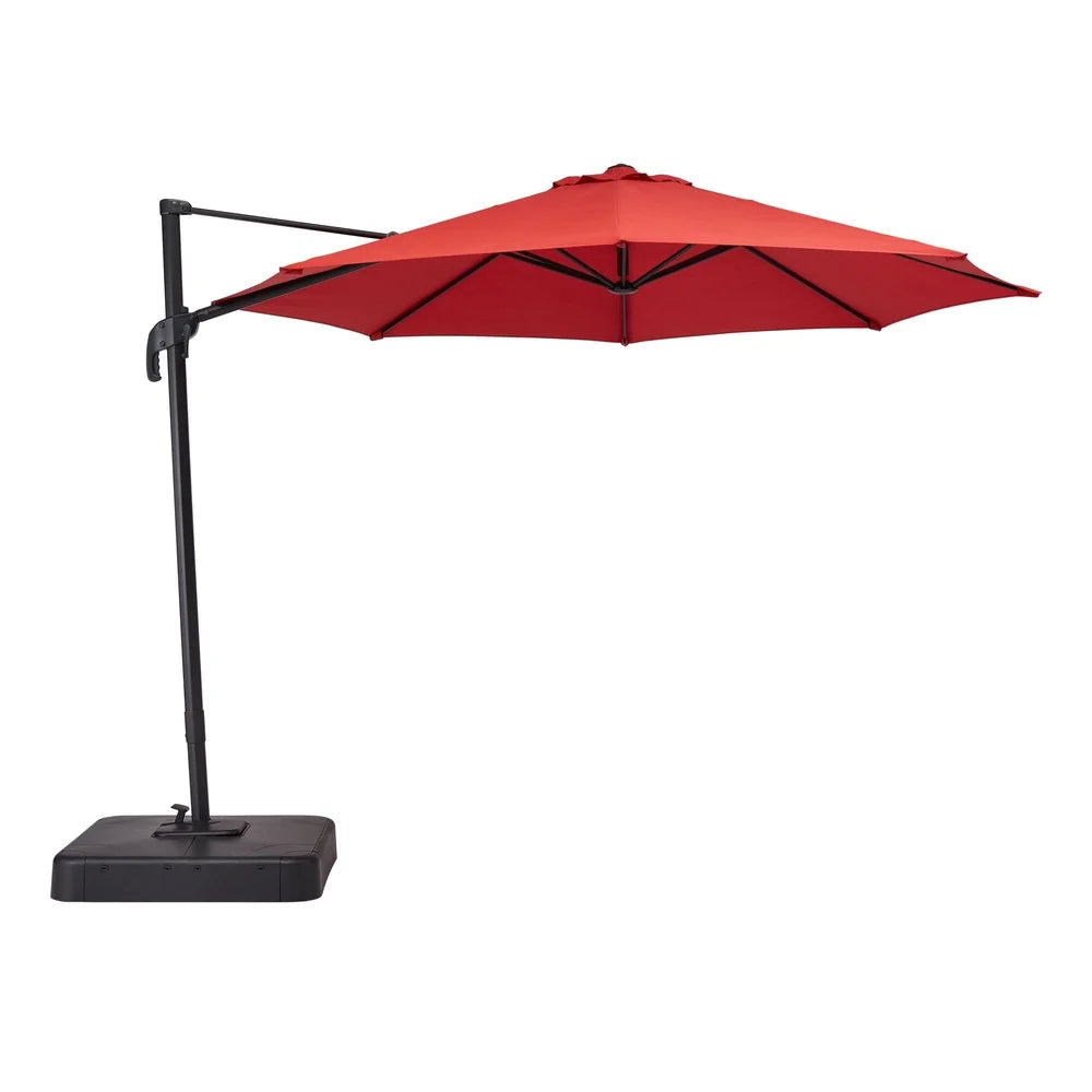 10ft Red Octagon Outdoor Tilting Cantilever Patio Umbrella with Weighted Base 360 Degree Rotation Adjustable Shade Garden Pool - Jimmys Supplies