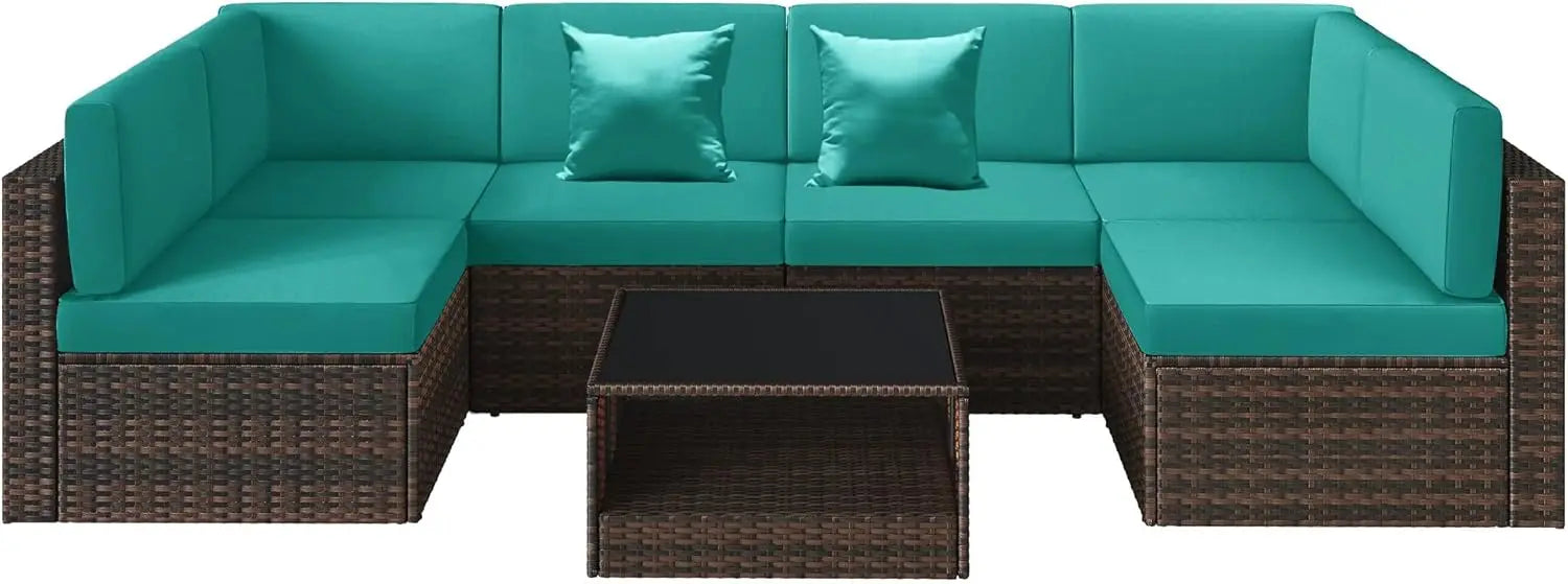 100% Waterproof Cushions Covers for Patio Outdoor Furniture, Sofa Cushion Covers with Zipper for 6-Seat Rattan Wicker Sectional - Jimmys Supplies
