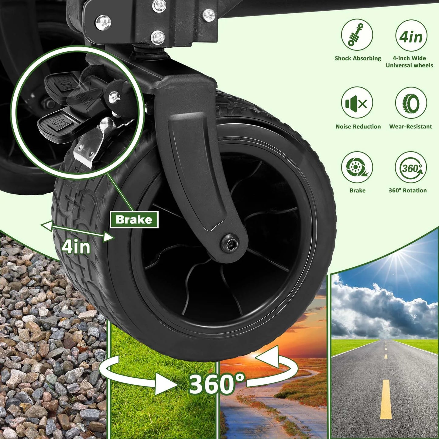 Portable Large Capacity All Terrain Foldable Utility Wagon Cart for Grocery Outdoor Beach and Gardening - Jimmys Supplies