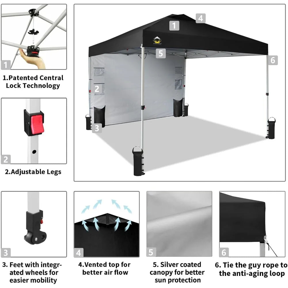 10x10 Pop Up Canopy Outdoor Shade with Pockets Sidewall - Jimmys Supplies