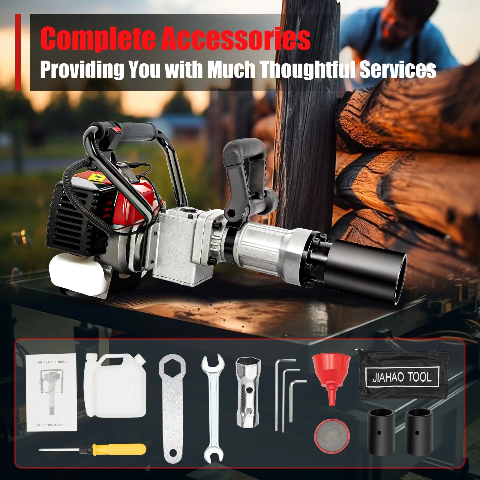 2-Stroke 32.6cc Heavy Duty Fence Hammer T Post Driver Gasoline Petrol Powered Pile Driver 900W For Garden Farm - Jimmys Supplies