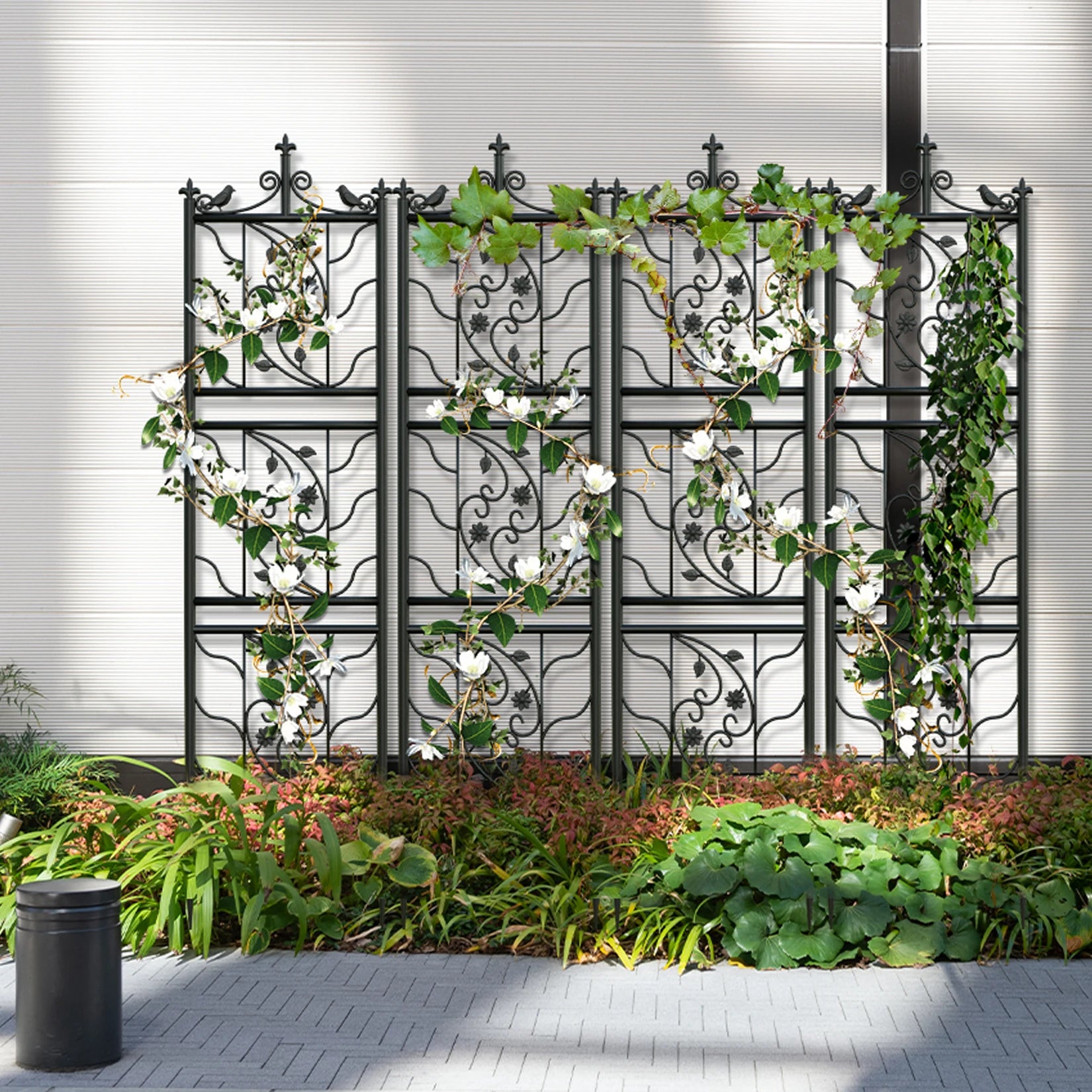 71 Inch Garden Trellis Decorative Outdoor Metal Fence Black Lattice Panel - Jimmys Supplies