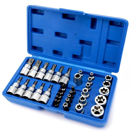 34Pcs Torx Star Sockets & Bit Set Male Female E-Security Bits - Jimmys Supplies