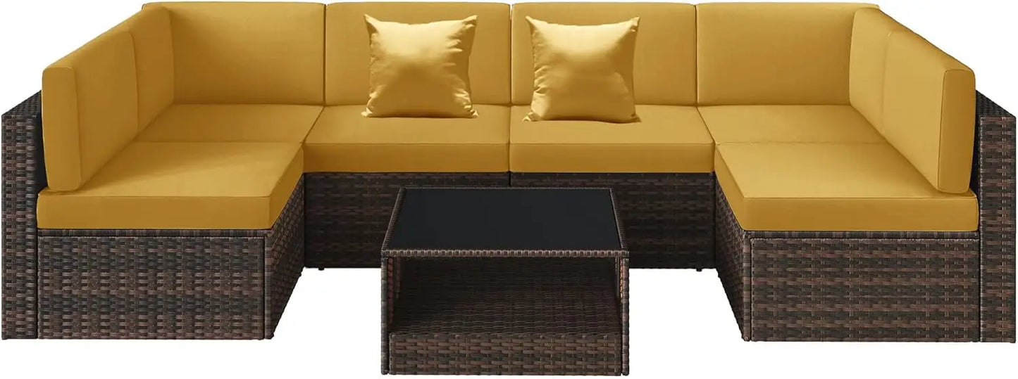 100% Waterproof Cushions Covers for Patio Outdoor Furniture, Sofa Cushion Covers with Zipper for 6-Seat Rattan Wicker Sectional - Jimmys Supplies