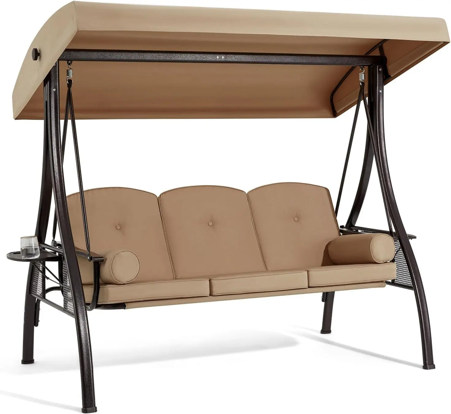 3 Person Outdoor Porch Swing with 1.5 Inch Deep Cup Holder - Jimmys Supplies