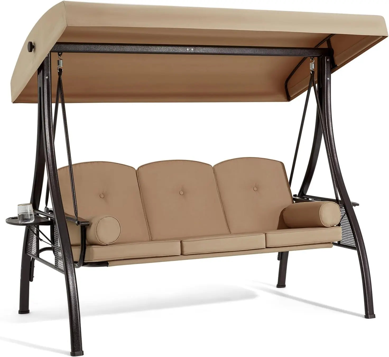 3 Person Outdoor Porch Swing with 1.5 Inch Deep Cup Holder - Jimmys Supplies