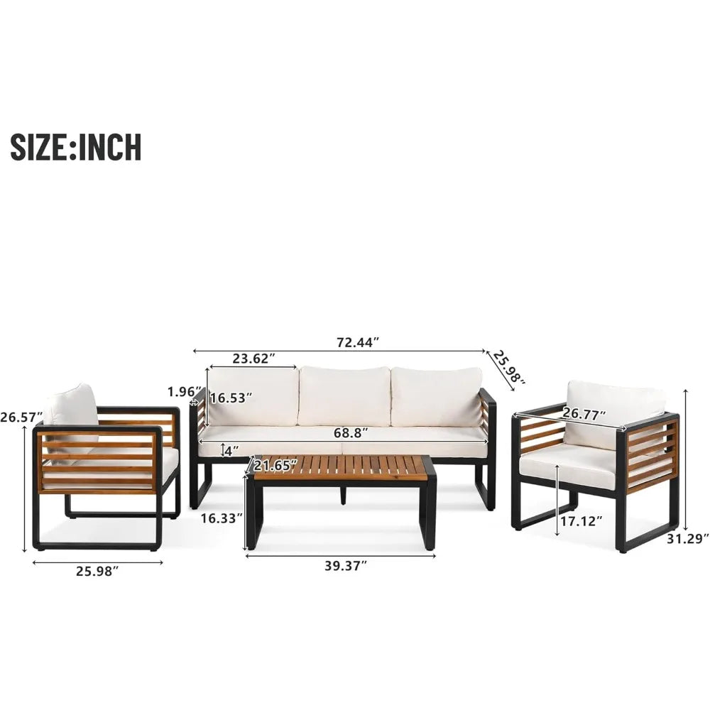 4-Pieces Outdoor Patio Sectional Sofa Set with Table - Jimmys Supplies