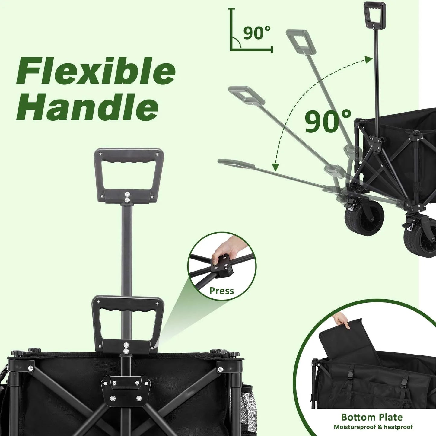 Portable Large Capacity All Terrain Foldable Utility Wagon Cart for Grocery Outdoor Beach and Gardening - Jimmys Supplies