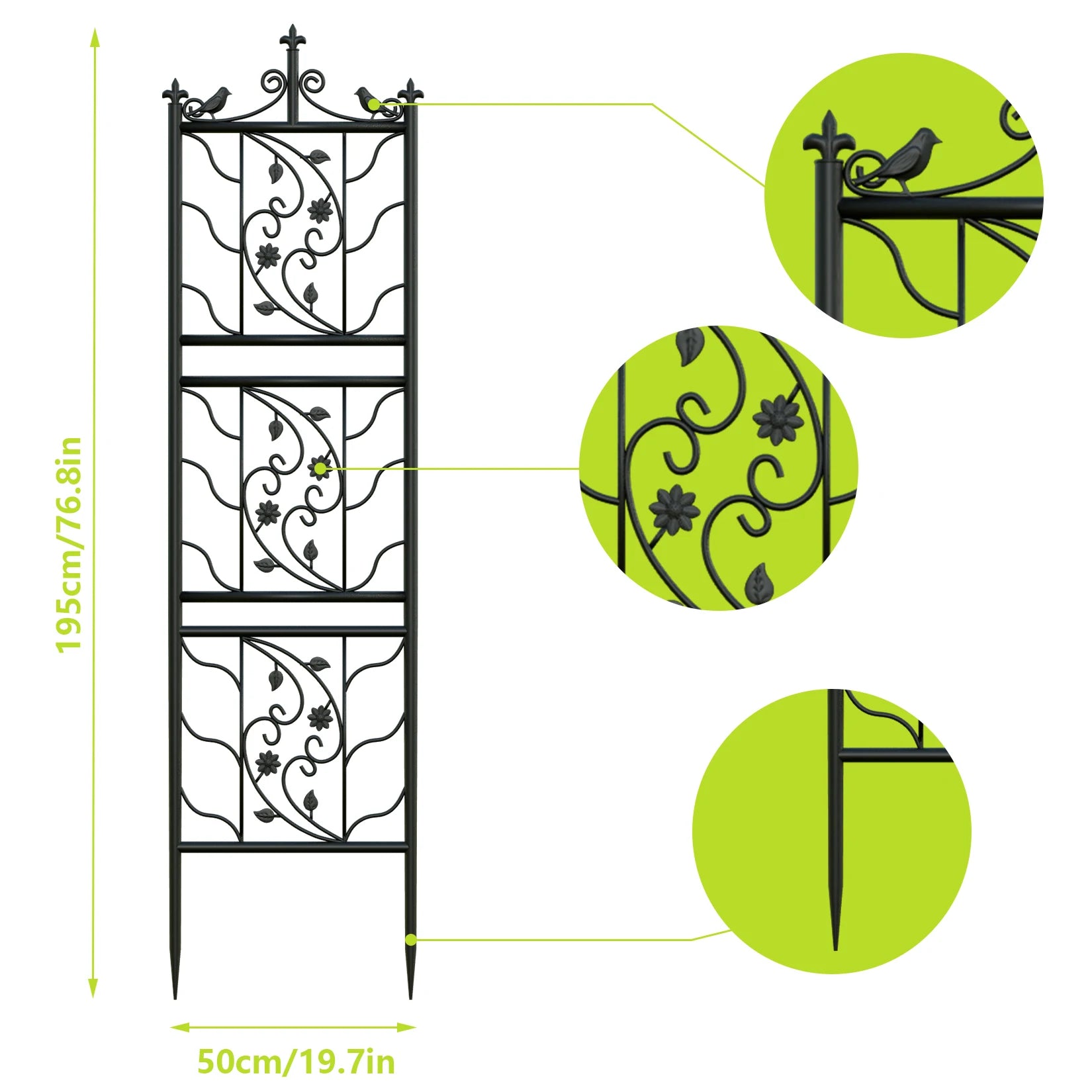 71 Inch Garden Trellis Decorative Outdoor Metal Fence Black Lattice Panel - Jimmys Supplies