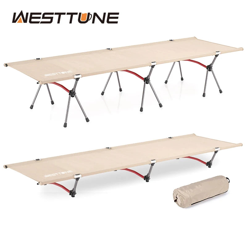 WESTTUNE Camping Cot with Leg Extenders Portable Folding Bed Ultralight Aluminum Alloy Sleeping Cot for Outdoor Hiking Travel - Jimmys Supplies