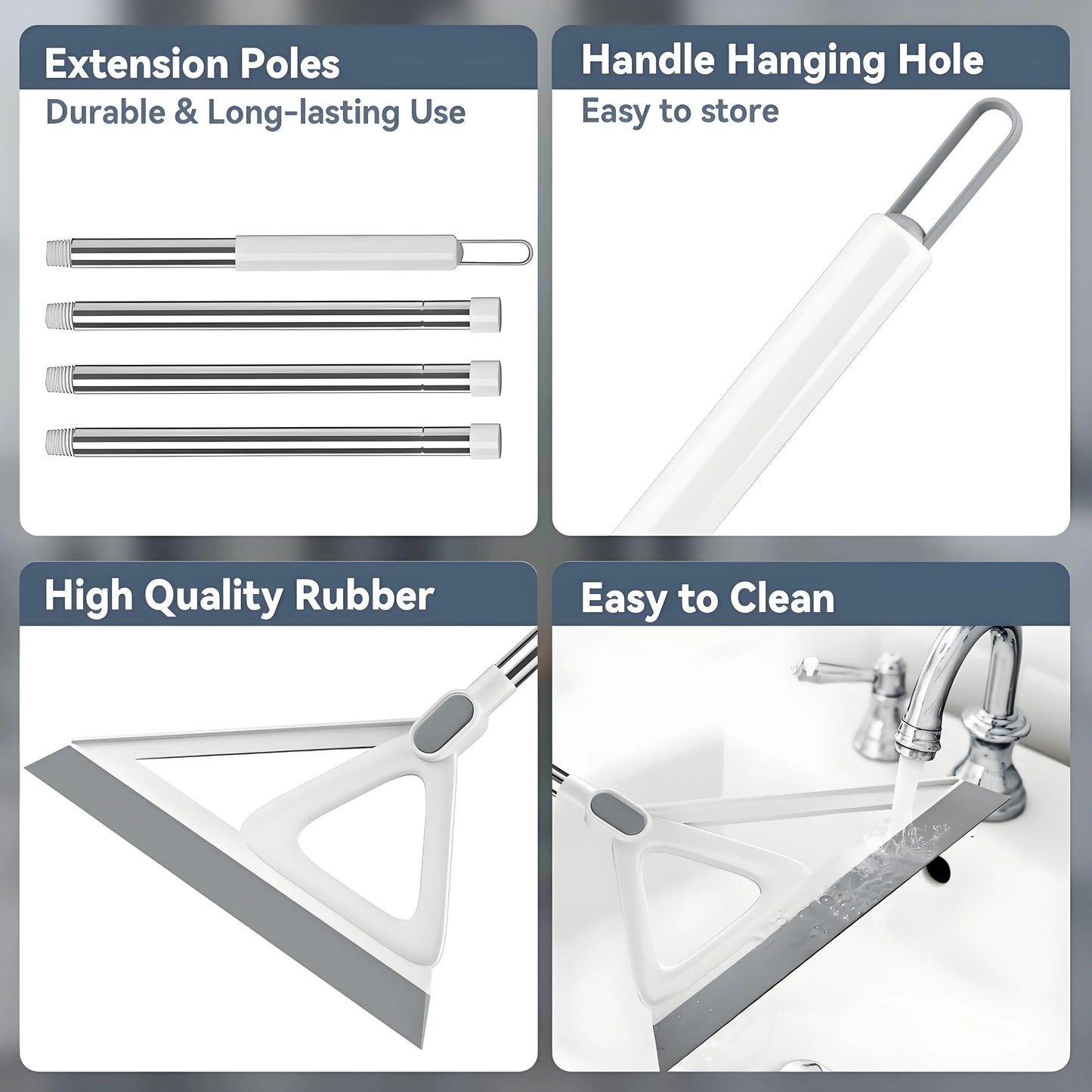 Magic Silicone Squeegee Broom | 2-in-1 Floor & Glass Cleaner | Quick-Dry Streak-Free for Bathroom Kitchen Floors