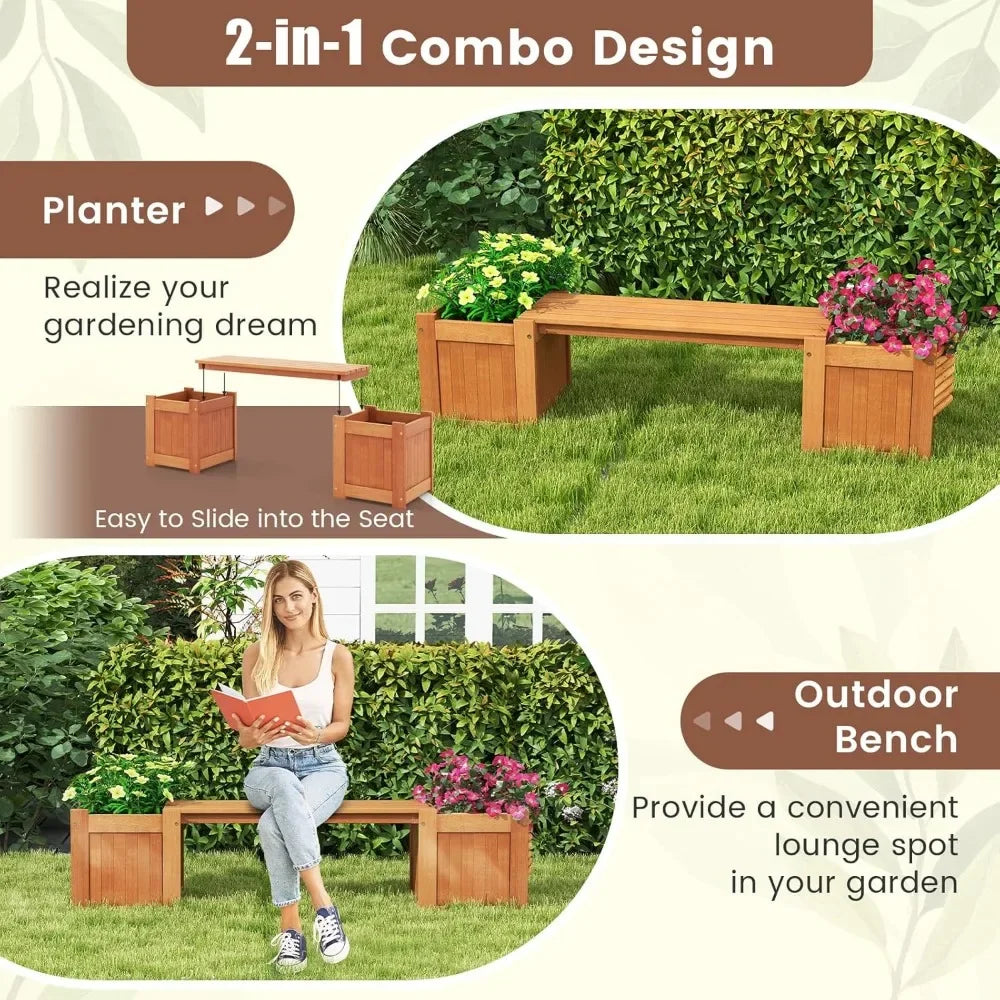 Outdoor Bench Wood Raised Garden Bed with Open Base - Jimmys Supplies