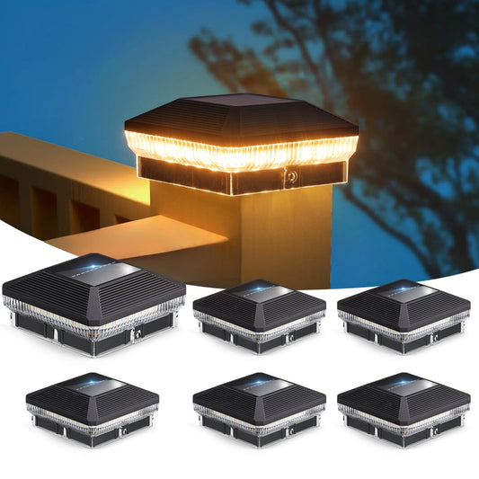 6 Pack 4x4 Solar Post Lights Outdoor with 40 LEDs 30 Lumens - Jimmys Supplies