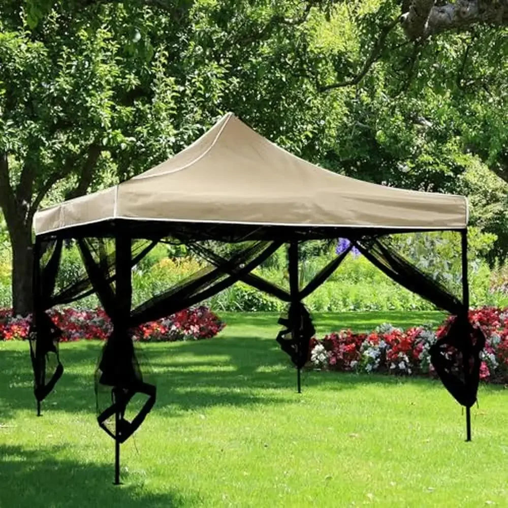 Universal 10x12 Outdoor Gazebo Canopy Mosquito Netting Black 4-Door Zipper 4-Panel Sidewall Curtain Durable Mesh Easy Install - Jimmys Supplies