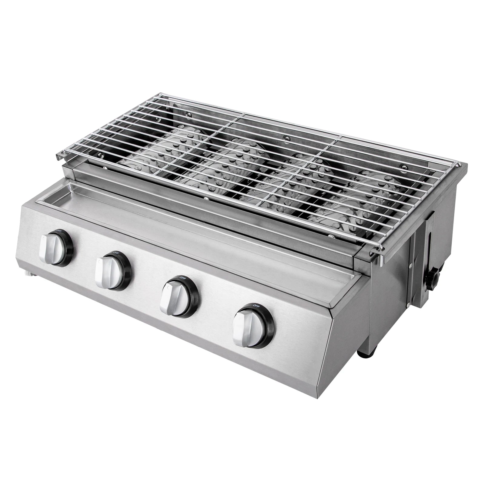 Stainless Steel Smokeless Barbecue Grill 4 Burners LPG Gas Grill Roaster Portable BBQ Grill Removable for Outdoor Patio Garden - Jimmys Supplies