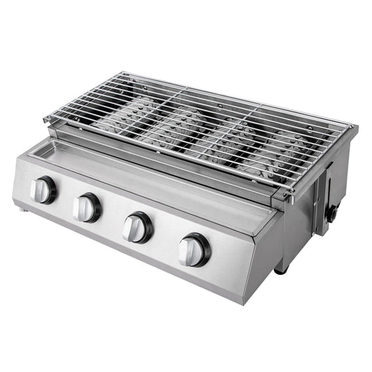 Stainless Steel Smokeless Barbecue Grill 4 Burners LPG Gas Grill Roaster Portable BBQ Grill Removable for Outdoor Patio Garden - Jimmys Supplies