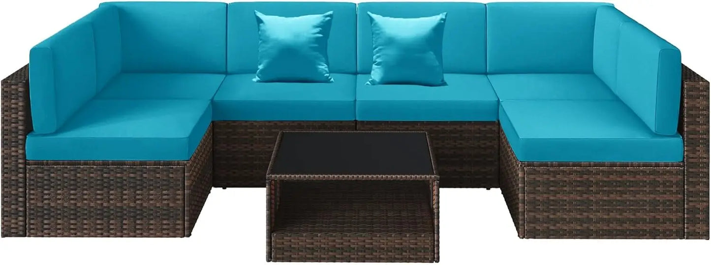 100% Waterproof Cushions Covers for Patio Outdoor Furniture, Sofa Cushion Covers with Zipper for 6-Seat Rattan Wicker Sectional - Jimmys Supplies