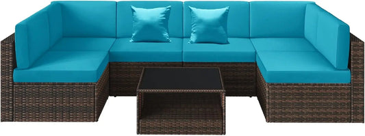 100% Waterproof Cushions Covers for Patio Outdoor Furniture, Sofa Cushion Covers with Zipper for 6-Seat Rattan Wicker Sectional - Jimmys Supplies