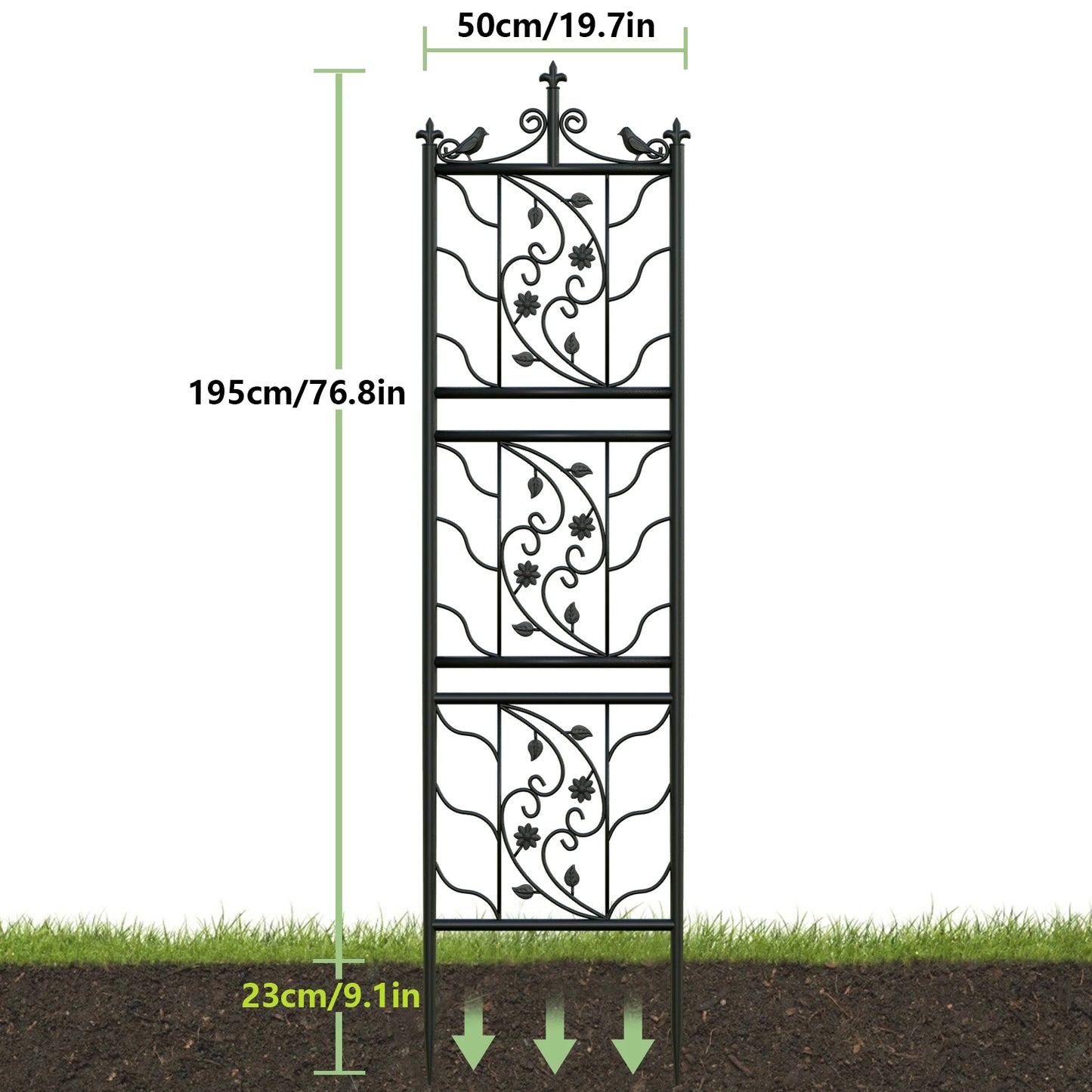 71 Inch Garden Trellis Decorative Outdoor Metal Fence Black Lattice Panel - Jimmys Supplies