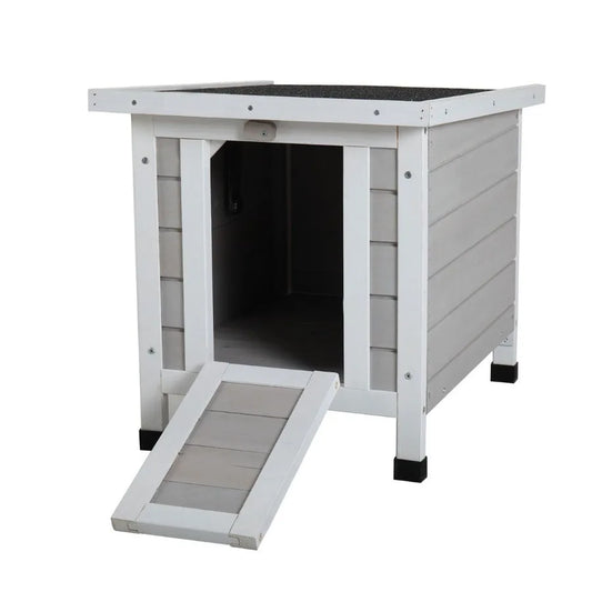 Modern Wooden Rabbit Cat Dog Hutch Indoor Outdoor Retreat House with Openable Roof for Small Pets Weatherproof Gray - Jimmys Supplies