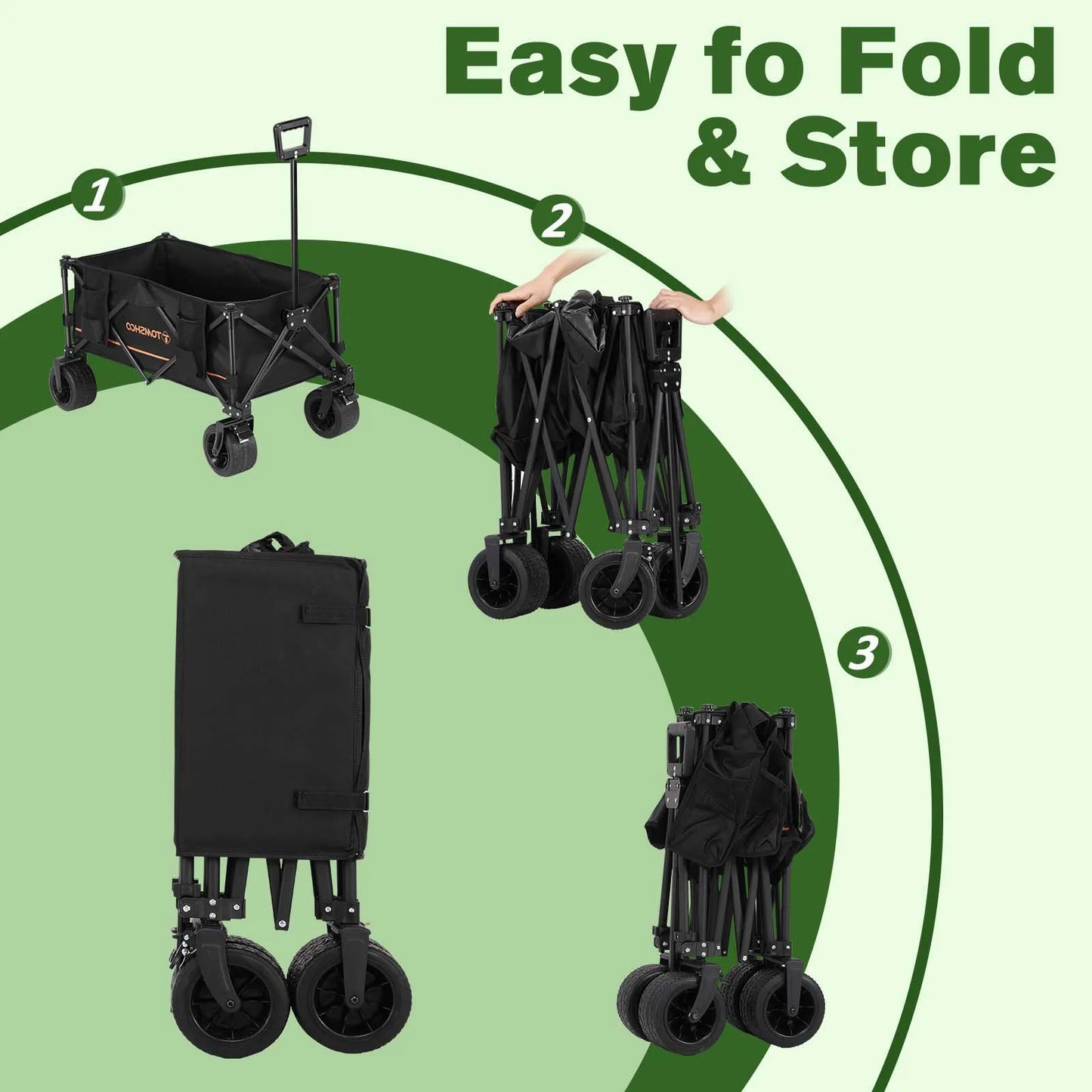 Portable Large Capacity All Terrain Foldable Utility Wagon Cart for Grocery Outdoor Beach and Gardening - Jimmys Supplies