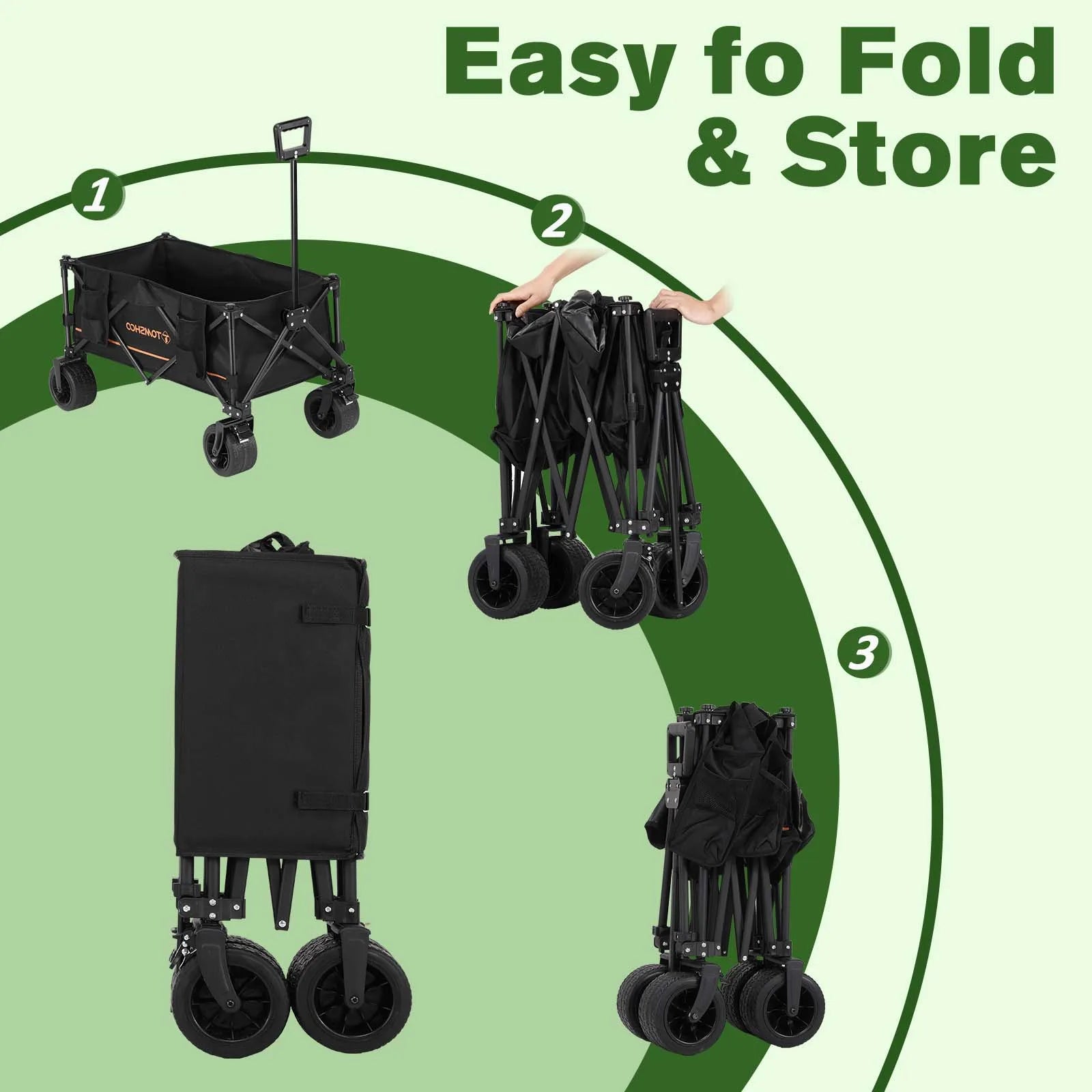 Portable Large Capacity All Terrain Foldable Utility Wagon Cart for Grocery Outdoor Beach and Gardening - Jimmys Supplies