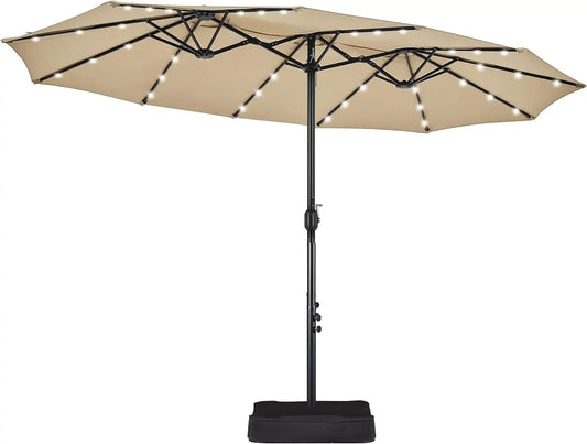 Customizable 15 ft Large Patio with Solar LED, Double-Sided Rectangle  Outdoor Market Umbrellas