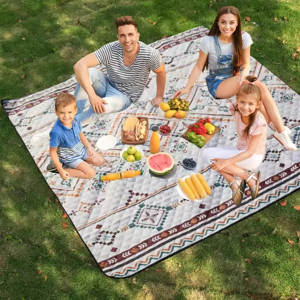 200x200CM Waterproof Picnic Blanket Large Beach Blanket Outdoor Picnic Mat Beach Mat with Carrying Handle for Travel Camping