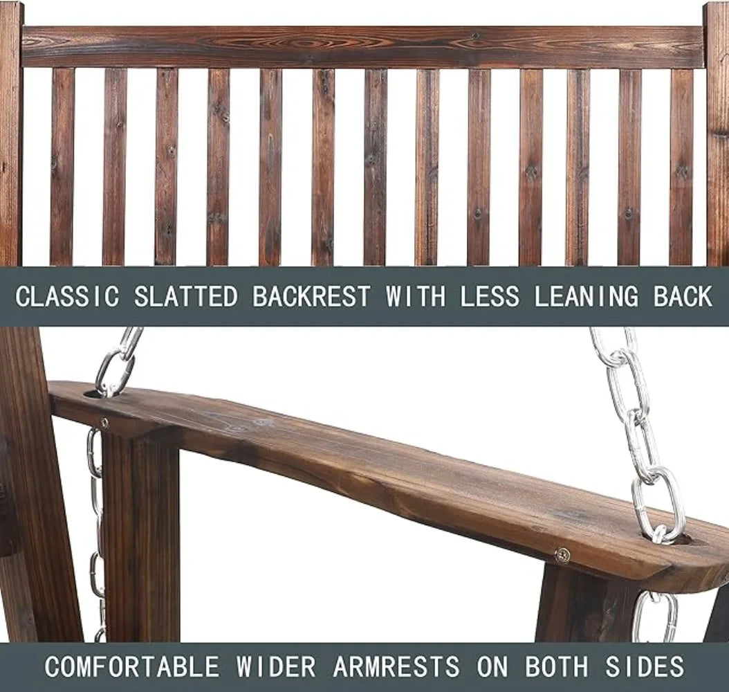 Outdoor Patio Hanging Wooden Porch Swing 5FT Rustic - Jimmys Supplies