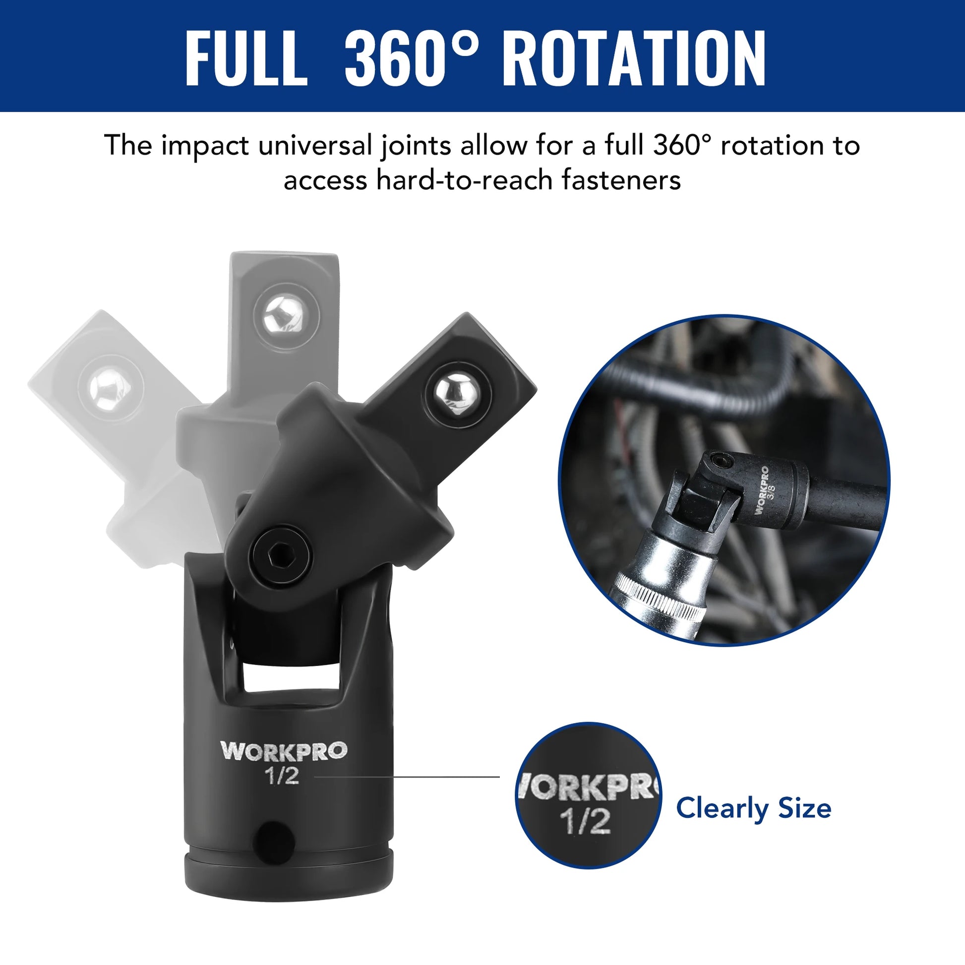 WORKPRO 18 Piece Drive Tool Accessory Set with Socket Adapters Socket Extension Bar Swivel Universal Joints and Impact Coupler - Jimmys Supplies