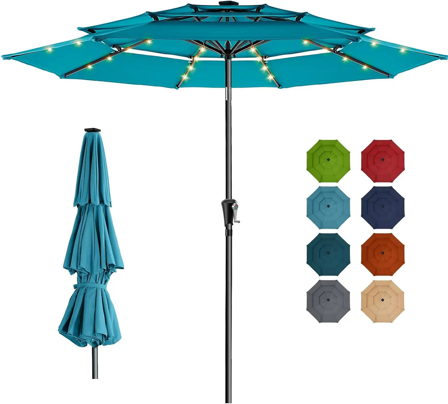 Outdoor Patio Umbrella with 5-Year Fade Resistant,Vented Outdoor Commercial Market Umbrella with UPF50+ UV