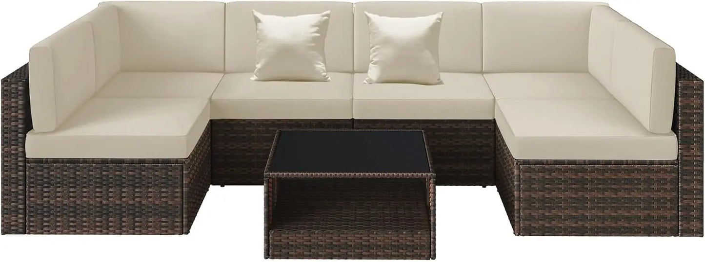 100% Waterproof Cushions Covers for Patio Outdoor Furniture, Sofa Cushion Covers with Zipper for 6-Seat Rattan Wicker Sectional - Jimmys Supplies