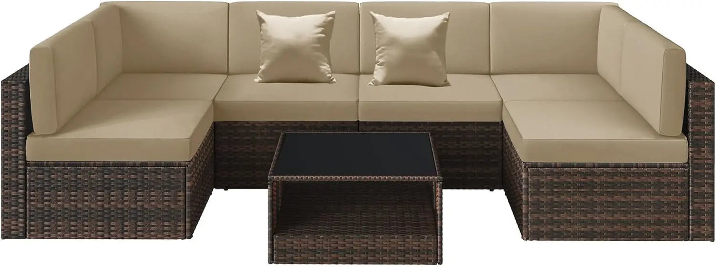 100% Waterproof Cushions Covers for Patio Outdoor Furniture, Sofa Cushion Covers with Zipper for 6-Seat Rattan Wicker Sectional - Jimmys Supplies