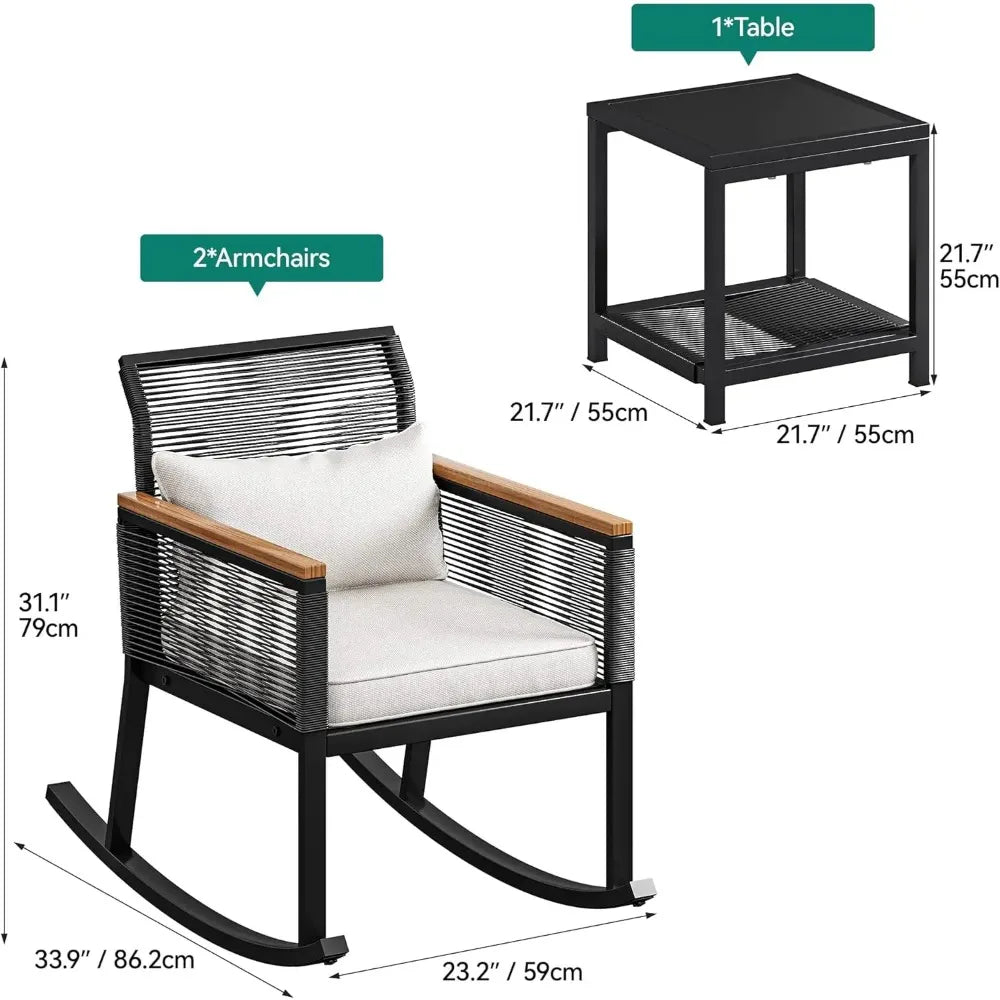 Patio Wicker Rocking Chair Outdoor Conversation Bistro Set - Jimmys Supplies