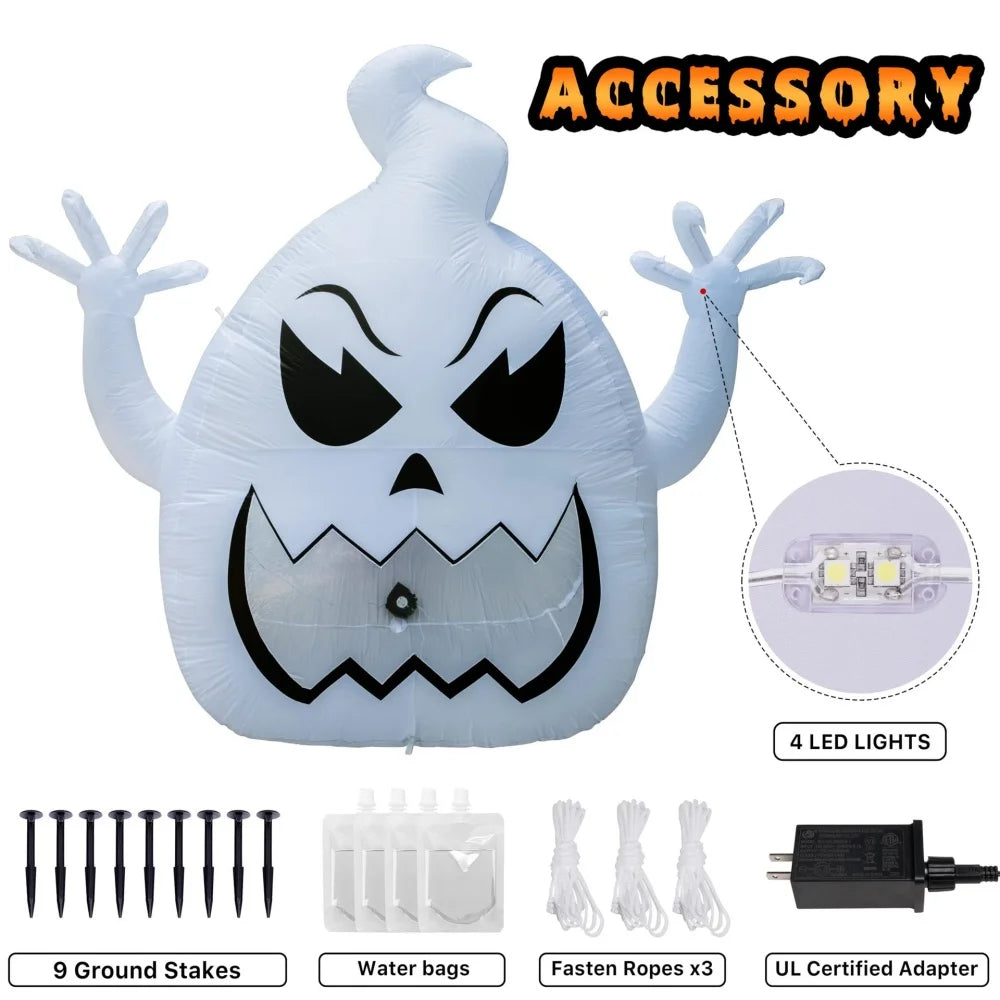 8FT Giant Mouth Ghost Inflatable Halloween Decoration Outdoor Horror House Yard Garden Props Kids Toys Halloween Party Decor