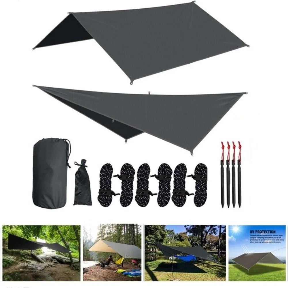 3Mx3M Camping Waterproof Awning Tarp Tent Dark Grey Ultralight Sun Shelter for Outdoor Tourist Beach sun shade UV Coating - Jimmys Supplies