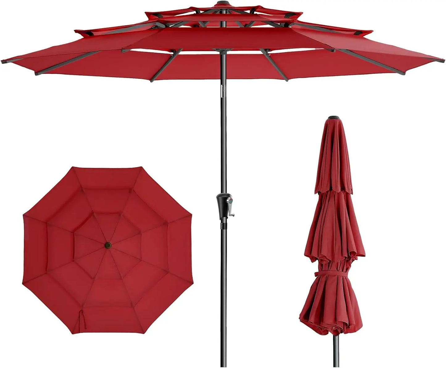 Outdoor Patio Umbrella with 5-Year Fade Resistant,Vented Outdoor Commercial Market Umbrella with UPF50+ UV