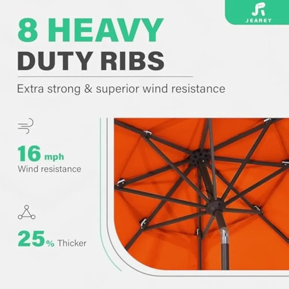 9FT 3 Tier Patio Umbrella Outdoor Umbrella Table Umbrellas  w/Push Button Tilt and UV Protection Outside Garden Pool Umbrella - Jimmys Supplies