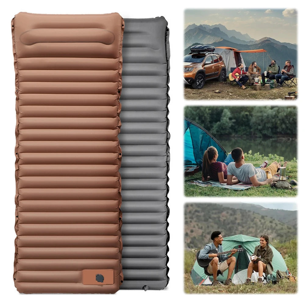 10cm Self-Inflating Sleeping Mat with Foot Pump & Pillow Ultralight Camping Mat Waterproof Camping Air Mattress for Outdoor Use - Jimmys Supplies