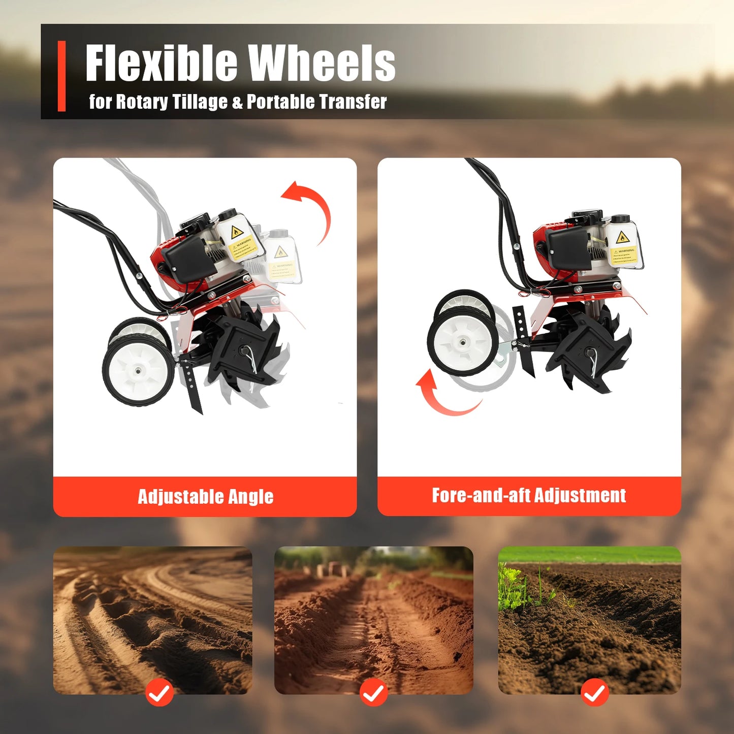 52CC 1700W Garden Gasoline Tiller Cultivator Garden Loosening Soil Machine Gas Powered Tiller Cultivator Rototiller - Jimmys Supplies