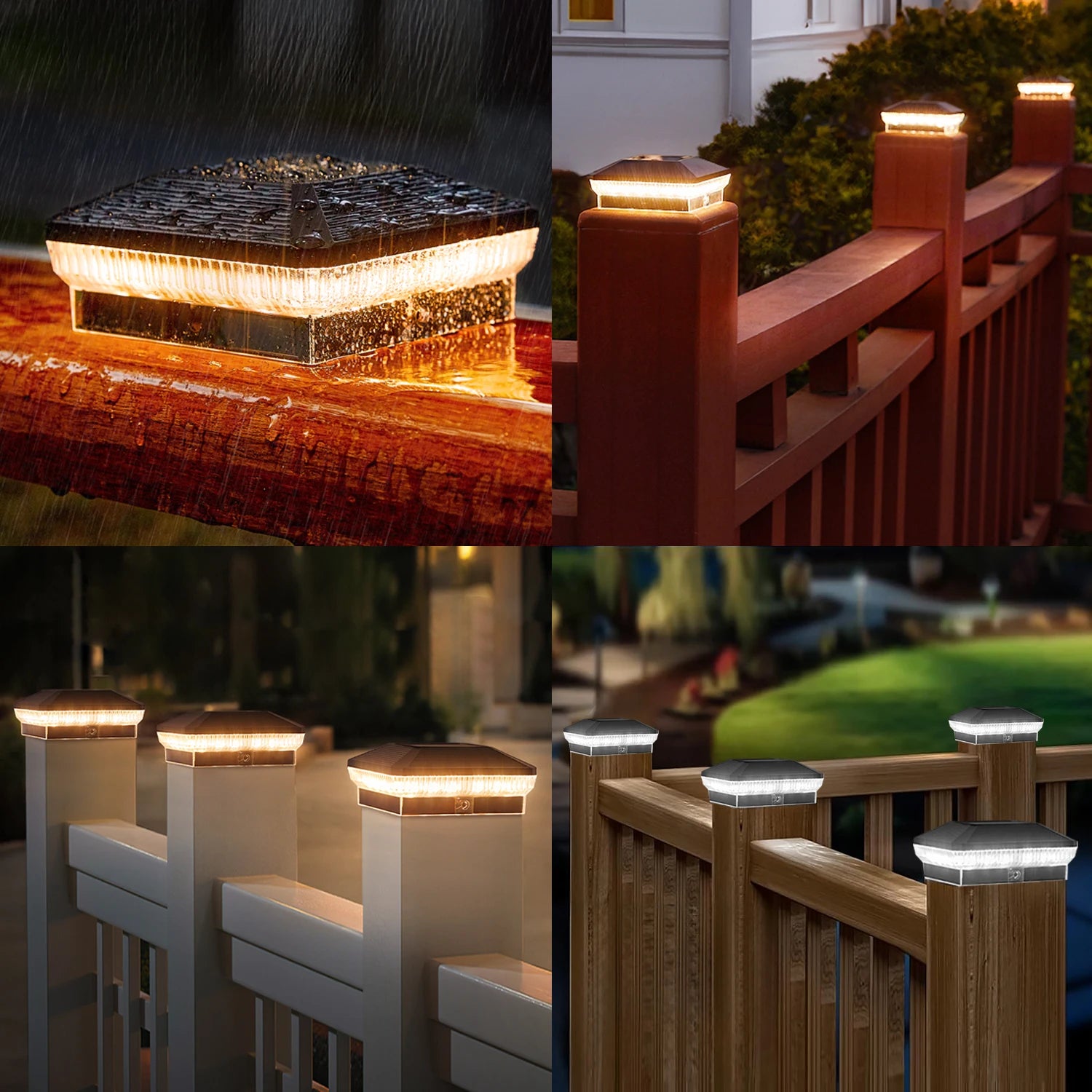 6 Pack 4x4 Solar Post Lights Outdoor with 40 LEDs 30 Lumens - Jimmys Supplies
