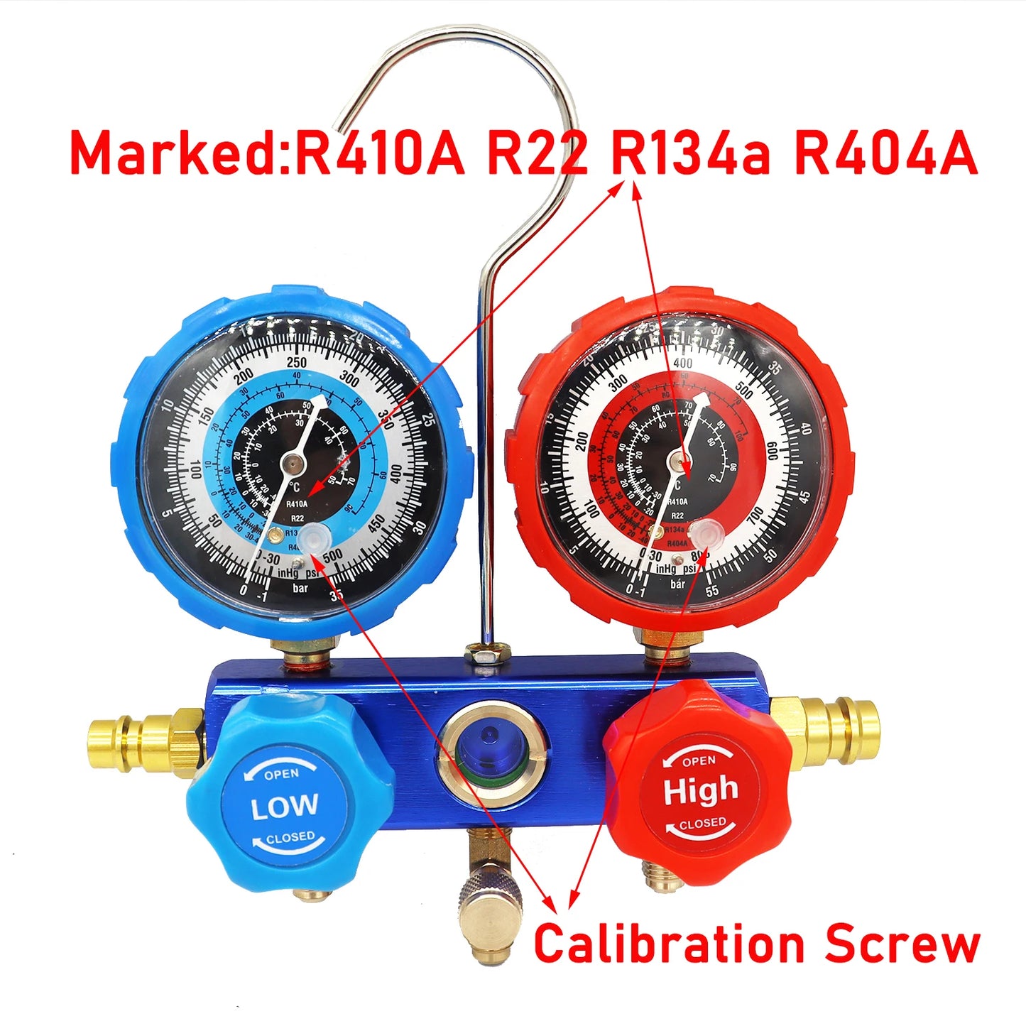 R410a Car Air Conditioning Pressure Manifold Gauge Hose Kit R22 R-410A R-134a R-404A Refrigerant Pressure Gauge Set Storage Box