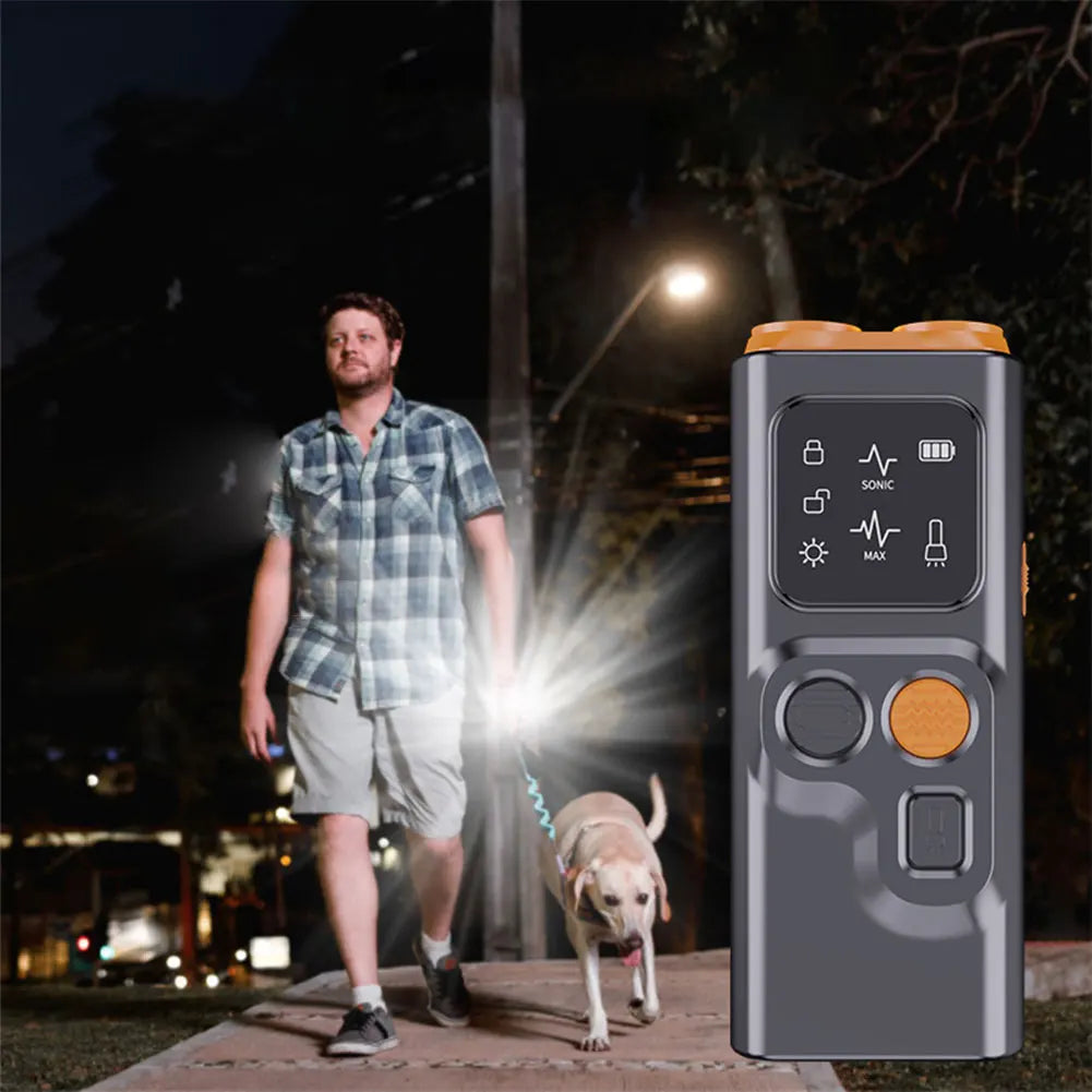 Rechargeable Ultrasonic Dog Repeller with LED Flashlight - Jimmys Supplies
